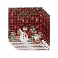 thumbnail image 1 of Christmas Snowman Cloth Napkins Set of 6 Reusable Dinner Napkins, Xmas Snowflake Elk Tree Balls Red Plaid Cocktail Napkin Washable Table Napkins for Wedding/Holiday Party/Baby Shower 20"x20", 1 of 7