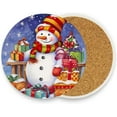 thumbnail image 1 of Christmas Snowman Coasters Absorbent Moisture Non-Slip Drink Coaster Ceramic Stone with Cork Base Desktop Protection, 2PCS, 1 of 6