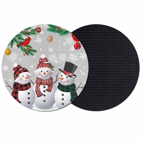 Christmas Snowman Coasters Set of 2, Absorbent Coasters for Drinks, Grey Xmas Pine Branches Snowflakes Red Birds Coaster for Desk Coffee Table Protection, Home Decor House Warming Gifts 4"
