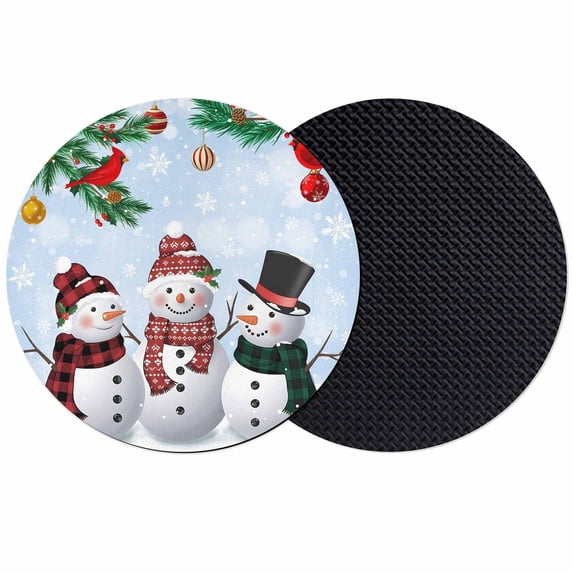 Christmas Snowman Coasters Set of 2, Absorbent Coasters for Drinks, Sky Blue Xmas Pine Branch Snowflake Red Bird Coaster for Desk Coffee Table Protection, Home Decor House Warming Gifts 4"