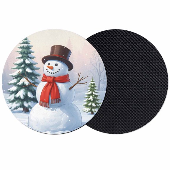 Christmas Snowman Coasters Set of 2, Absorbent Coasters for Drinks, Winter Green Tree Cute Xmas Snows Pine Coaster for Desk Coffee Table Protection, Home Decor House Warming Gifts 4"