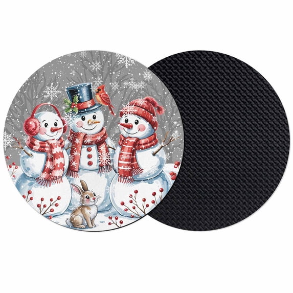 Christmas Snowman Coasters Set of 2, Absorbent Coasters for Drinks, Winter Xmas Snowflakes Cardinal Grey Coaster for Desk Coffee Table Protection, Home Decor House Warming Gifts 4"