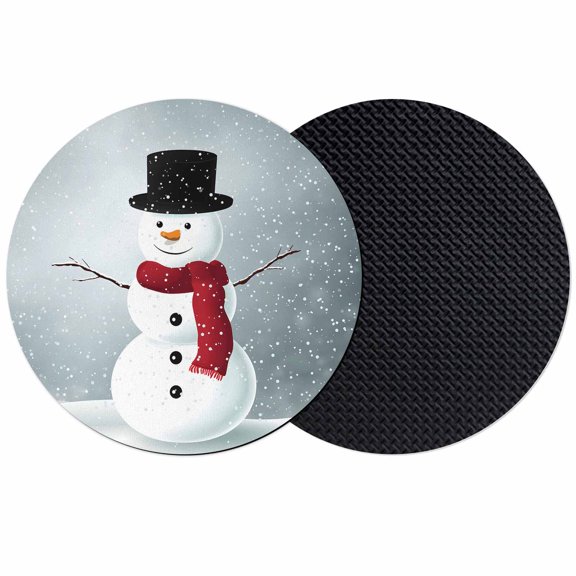 Christmas Snowman Coasters Set of 2, Absorbent Coasters for Drinks, Winter Xmas Snows Scenery Coaster for Desk Coffee Table Protection, Home Decor House Warming Gifts 4"