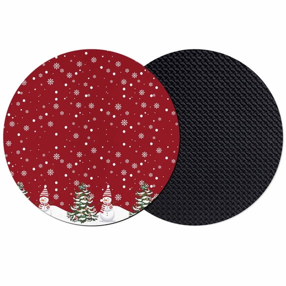 Christmas Snowman Coasters Set of 2, Absorbent Coasters for Drinks, Winter Xmas Trees Snowflakes Red Coaster for Desk Coffee Table Protection, Home Decor House Warming Gifts 4"