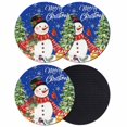 thumbnail image 1 of Christmas Snowman Coasters Set of 4, Absorbent Coasters for Drinks, Blue Xmas Tree Elk Gifts Snowflake Coaster for Desk Coffee Table Protection, Home Decor House Warming Gifts 4", 1 of 8