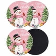 thumbnail image 1 of Christmas Snowman Coasters Set of 4, Absorbent Coasters for Drinks, Pink Xmas Tree Elk Gifts Snowflake Coaster for Desk Coffee Table Protection, Home Decor House Warming Gifts 4", 1 of 8