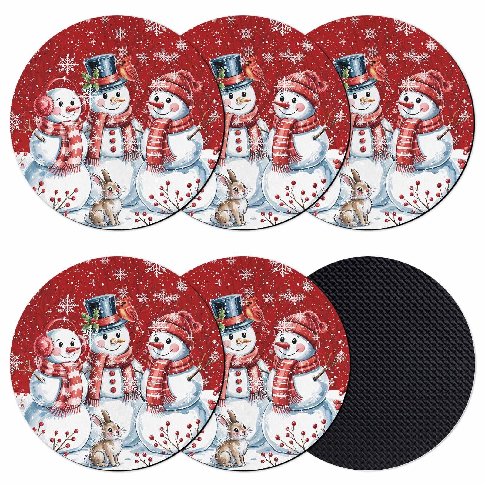 Christmas Snowman Coasters Set of 6, Absorbent Coasters for Drinks ...
