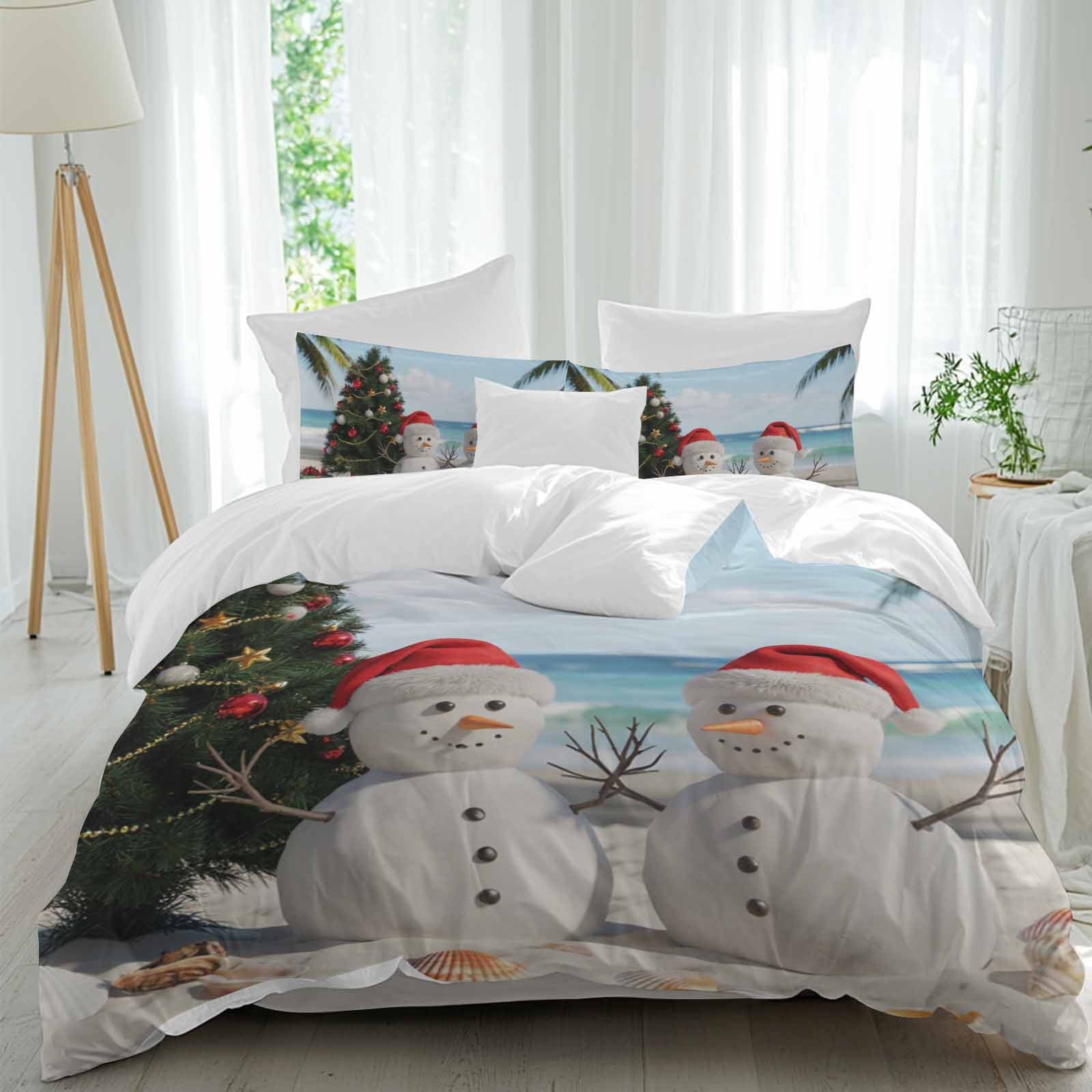 Christmas Snowman Comforter Set California King Size, Abstract Xmas ...