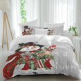 thumbnail image 1 of Christmas Snowman Comforter Set Queen Size, Winter Xmas Box Bird Snowflakes Grey Soft Bedding Set for Man Woman, 4 Pieces Duvet Cover Set with Fitted Sheet, 2 Pillowcases, 1 of 9