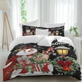 thumbnail image 1 of Christmas Snowman Comforter Set Queen Size, Xmas Box Winter Snow Wreaths Lights Black Soft Bedding Set for Man Woman, 4 Pieces Duvet Cover Set with Fitted Sheet, 2 Pillowcases, 1 of 9