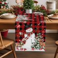 thumbnail image 1 of Christmas Snowman Cotton Linen Table Runner Pine Tree Leaf Deer Xmas Balls Red Black Plaid Dining Table Runners for Home Decor Party Dining Room Restaurant Kitchen Party 13" x 48", 1 of 9