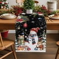 thumbnail image 1 of Christmas Snowman Cotton Linen Table Runner Squirrel Cat Xmas Tree Ball Black Winter Dining Table Runners for Home Decor Party Dining Room Restaurant Kitchen Party 13" x 90", 1 of 9