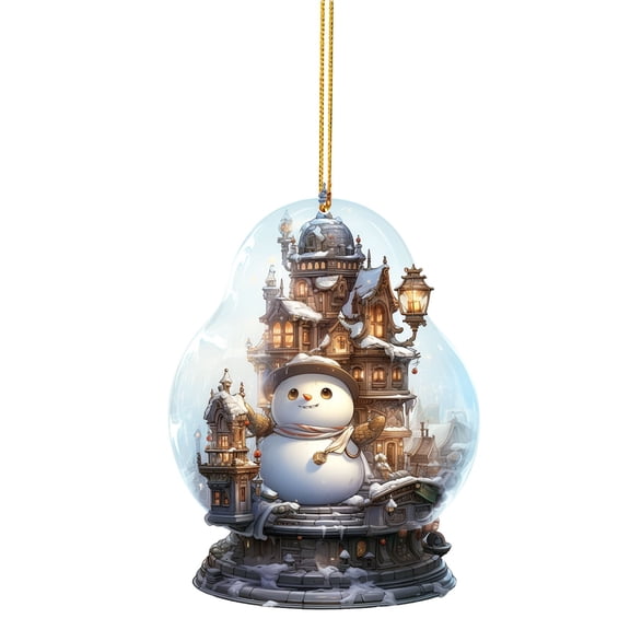 Christmas Snowman Crystal Globe Ornament Hanging Christmas Hanging Unique Style Snow Decoration Unique Design Christmas Style Hanging