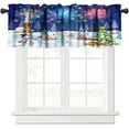 thumbnail image 1 of Christmas Snowman Curtain Valances Xmas Tree Snowflake Fireworks Winter Rustic Farmhouse Kitchen Decor Window Treatment Valances for Bedroom Living Room Bathroom 54 W x 18 L 1 Panel, 1 of 5