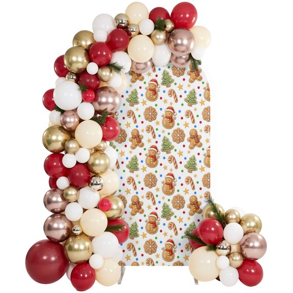 Christmas Snowman Cute Cookie Arch Backdrop Cover Spandex Fitted Arch Cover 6FT,Arches Backdrop Stand Covers for Wedding Birthday Party Ceremony Banquet Decoration Xmas Tree Colorful Dots