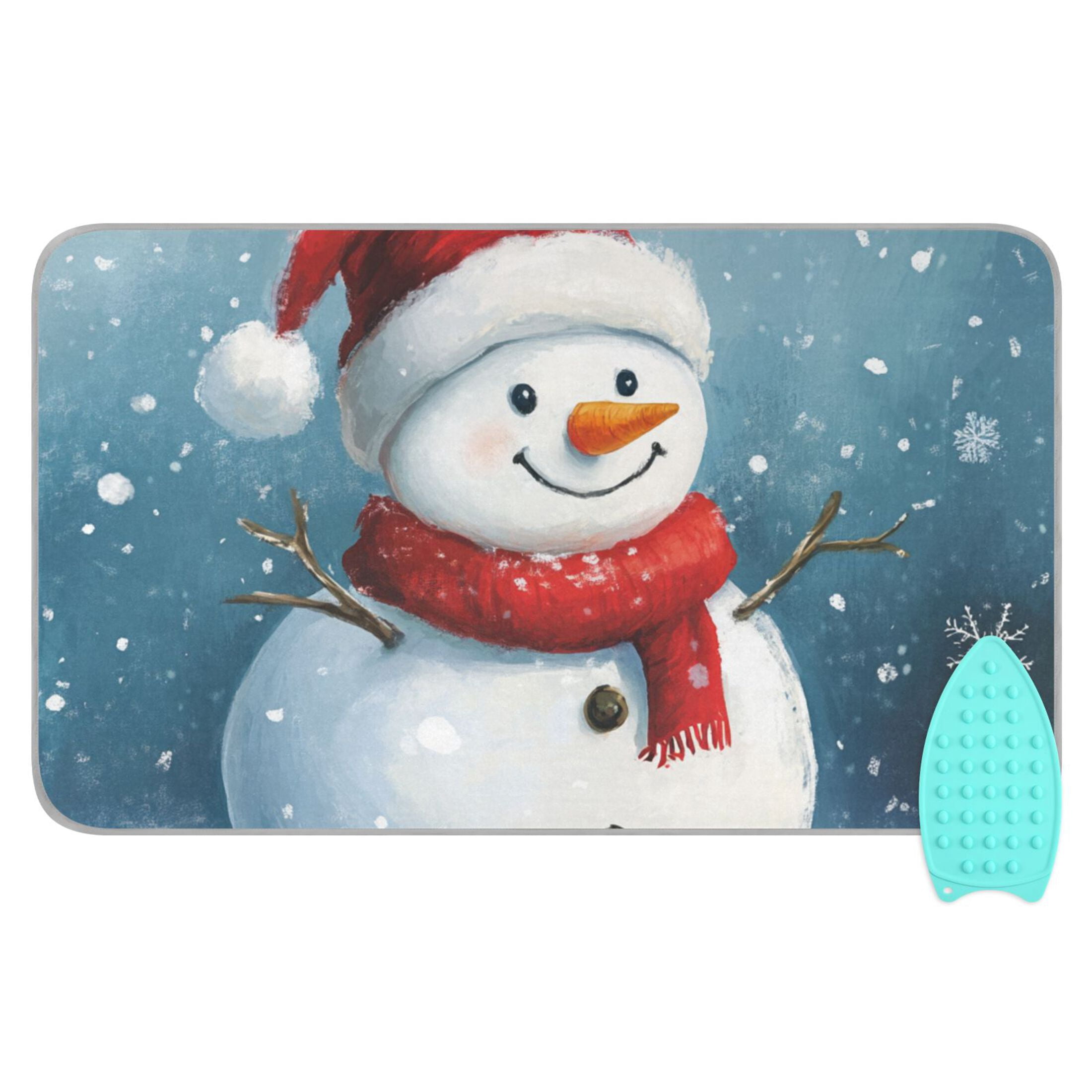 Christmas Snowman Cute Ironing Mat Blanket Portable Travel Ironing Pad Heat Resistant Pad 47.2" x 27.6”