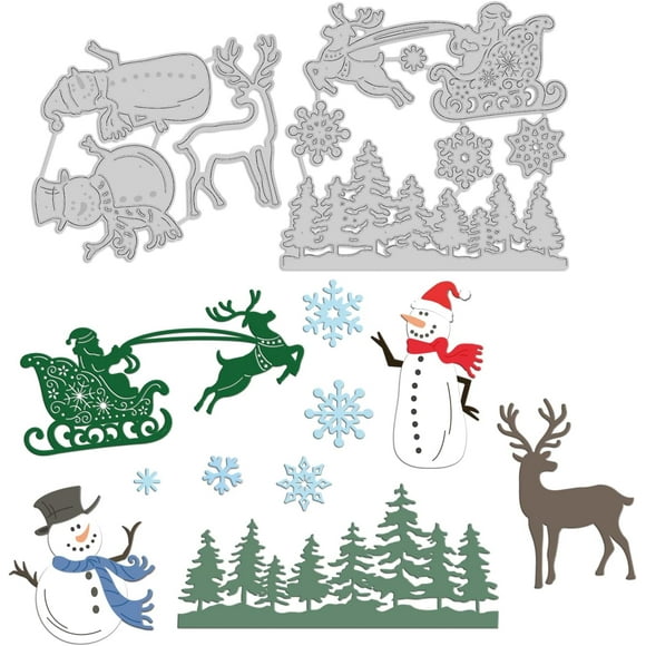 Christmas Snowman Cutting Dies Santa Sleigh Snowflake Carbon Steel Die Cuts for Scrapbooking Card DIY Craft Decoration