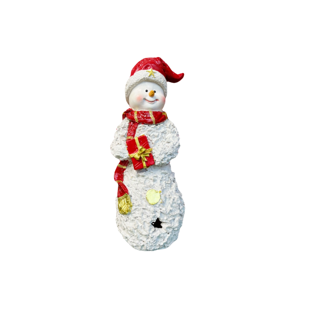 Christmas Snowman Decor Christmas Figurines Resin Snowman Lighted