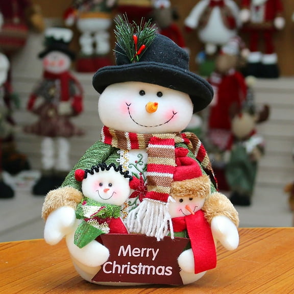 Christmas Snowman Decor - Festive Tabletop & Home Decoration, Family-Friendly Holiday Figurine Gift (6-8 Inch) B