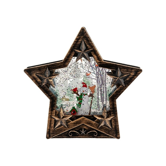 Christmas Snowman Decor LED Lighted Lantern Battery Included Desktop Ornament Hanging Decoration Water Fillable Base Clear Lights Festive Home Accent for Table Mantel Party Supplies