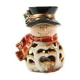 thumbnail image 1 of Christmas Snowman Decoration, Ceramic Snowman Lamp, Colorful Elderly Snowman with LED Light, Cute Festive Ornament for Indoor and Covered Outdoor Use, Red Ceramic Lampshade, 12x8cm Tabletop Decor, 1 of 6