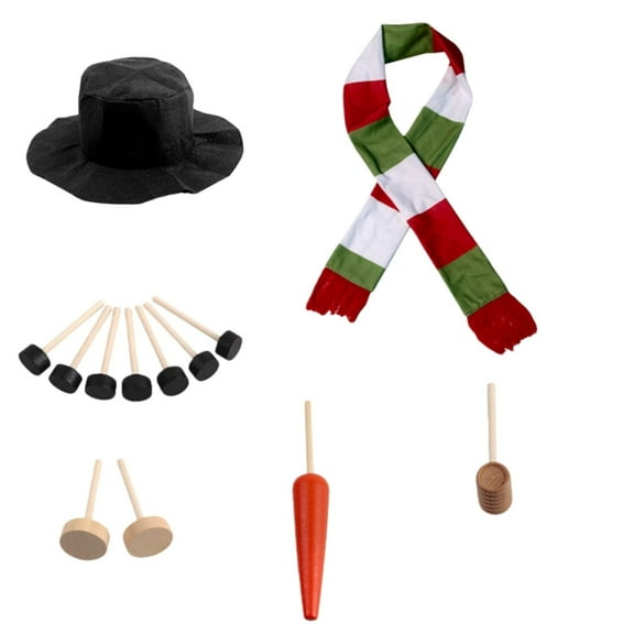 Christmas Snowman Decoration Kit, Build Your Own Snowman Set, 13 Piece Snowman Decor, Frosty the Snowman Accessories, Winter Holiday Decorations Set