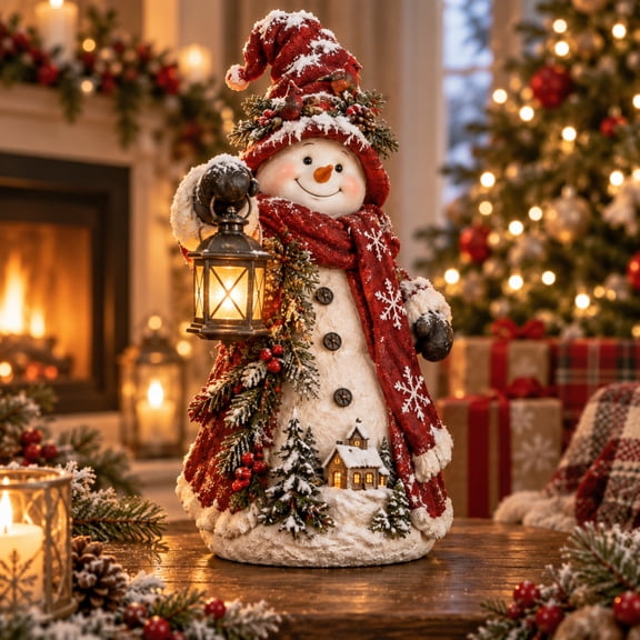 Christmas Snowman Decorations, Resin Christmas Figurine, Tree & Gift Details, Mantel Shelf Decor, Christmas Decor Gift Idea