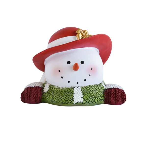 Christmas Snowman Decorations, Resin Snowman Figures, LED Lighted Snowman Tabletop Decor for Home and Dining, Winter Festival Centerpiece with Battery Operation