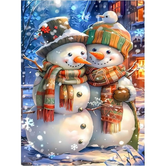 Christmas Snowman Diamond Art Kits for Adults, Christmas Diamond Painting Kits, Christmas 5D Diamond Painting for Adults for Gift Home Wall Decor 12x16inch