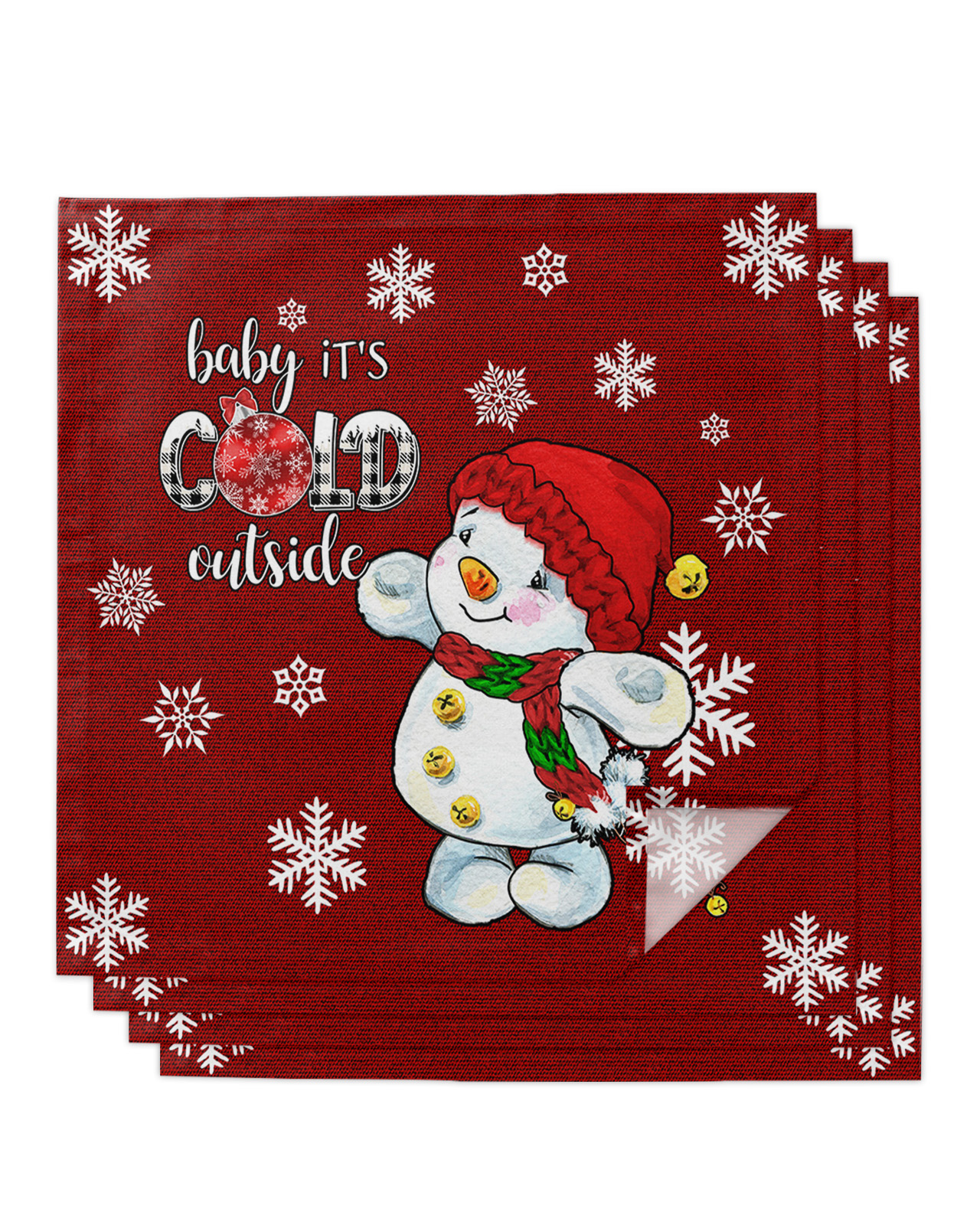 Christmas Snowman Dinner Napkins Cloth Set of 4, Polyester Napkins 20 x