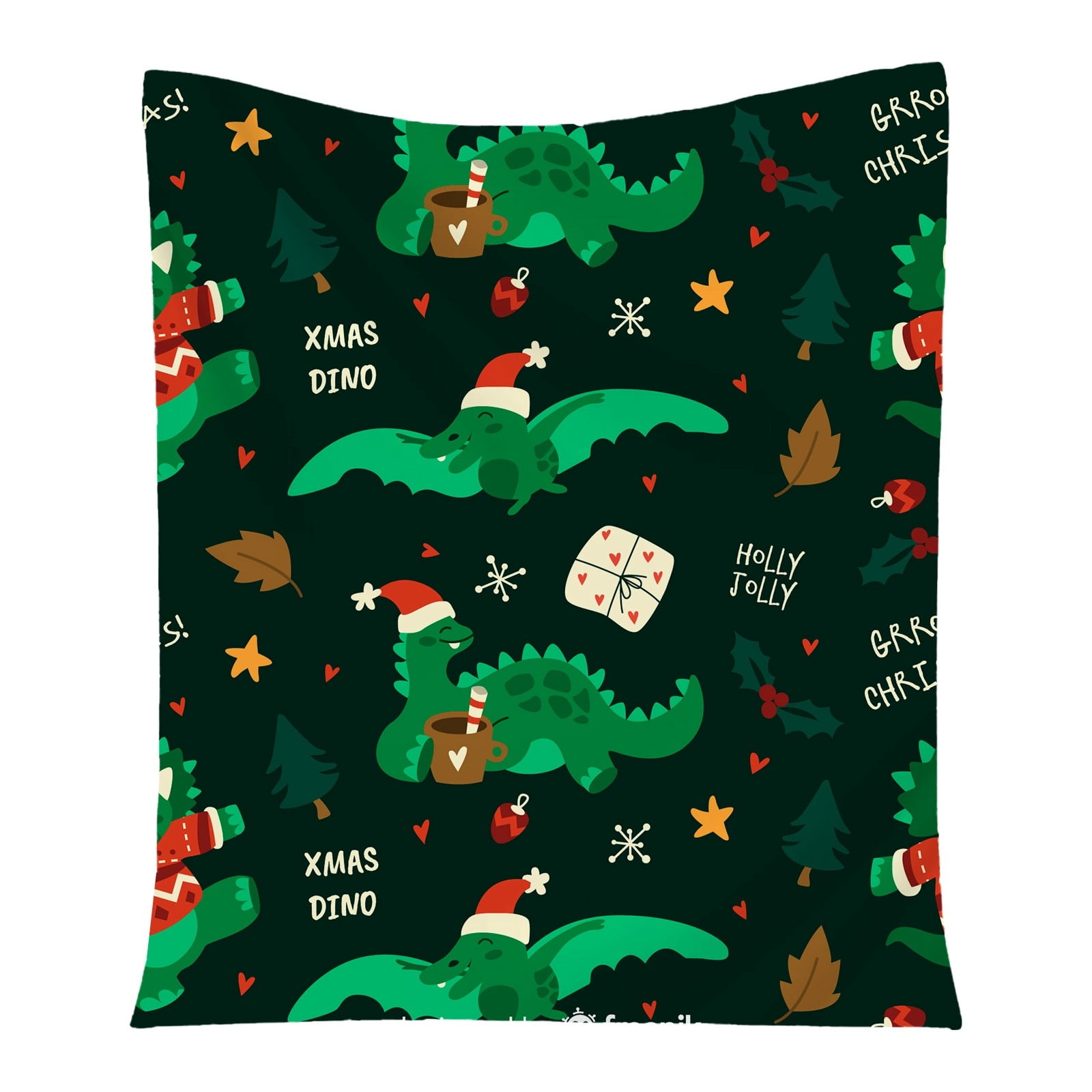 Christmas Snowman Dinosaur Furry Soft Cozy Blanket Wool Flannel Plush