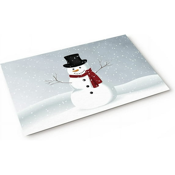 Christmas Snowman Doormats Rugs for Indoors,Blue Red White Non-Slip Entrance Welcome Door Mats for Home/Bathroom/Kitchen/Bedroom Entry Way,20x31.5inch