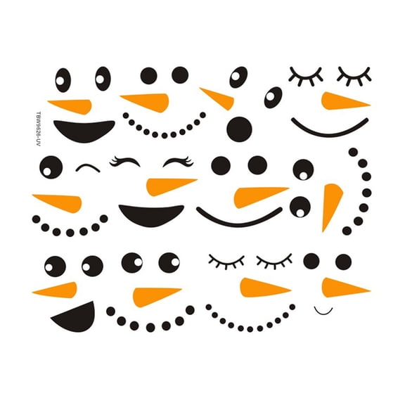 Christmas Snowman Face Stickers White, Electrostatic Window Decals, Removable, for Glass, Festive Holiday Decor