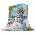 thumbnail image 1 of Christmas Snowman Flannel Blanket for Bed,Travel and Camping, with Sunglasses Flamingo Palm Tree Beach Super Soft Cozy Blanket for All Seasons 40"x50", 1 of 6