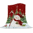 thumbnail image 1 of Christmas Snowman Flannel Blanket for Bed,Travel and Camping, Xmas Tree Forest Snowflake Winter Red Super Soft Cozy Blanket for All Seasons 30"x 40", 1 of 6