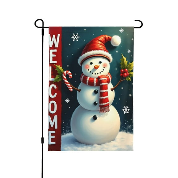 Christmas Snowman Garden Flag 12.5x18 Vertical Double Sided Welcome Winter Holiday Outside Decorations Burlap Yard Flag 1 Flag