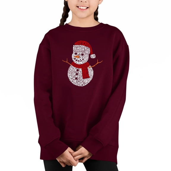 Christmas Snowman - Girl's Word Art Crewneck Sweatshirt