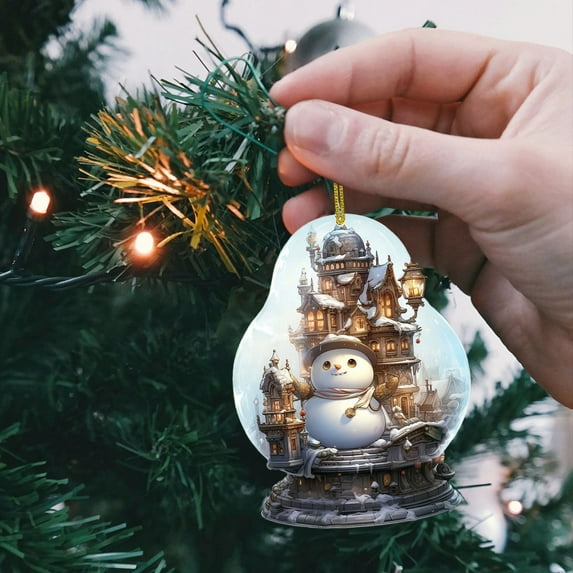 Christmas Snowman Glass Ball Ornaments, Unique Style Exquisite Ball Pendant for Christmas Decorations 3.15 Inch Multicolor