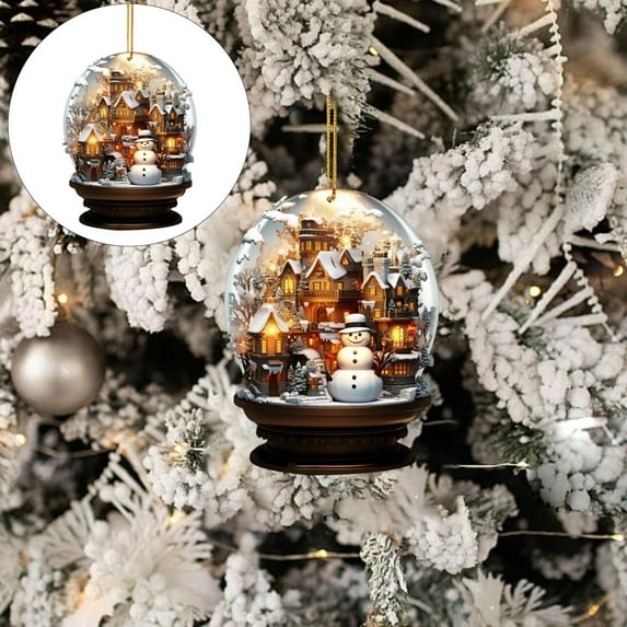 Christmas Snowman Globe Ornament Hanging Christmas Hanging Unique Style Snow Decoration Unique Design Christmas Style Hanging Pack/ Christmas Snowman Glass Ball Pendant Flat 5