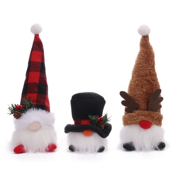Christmas Snowman Gnomes Plush, 3 Pack Elf Doll Ornaments Handmade Decorations for Christmas Indoor Home Kitchen Table Ornaments