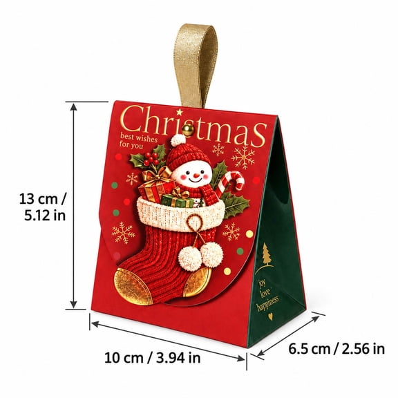 Christmas Snowman Handbag Gift Box Triangle Fold Paper Box Christmas Eve Apple Candy Present Container