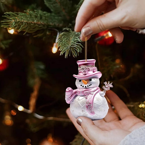 Christmas Snowman Hanging Ornament, Acrylic Pendant for Tree Decor and Backpack Charm