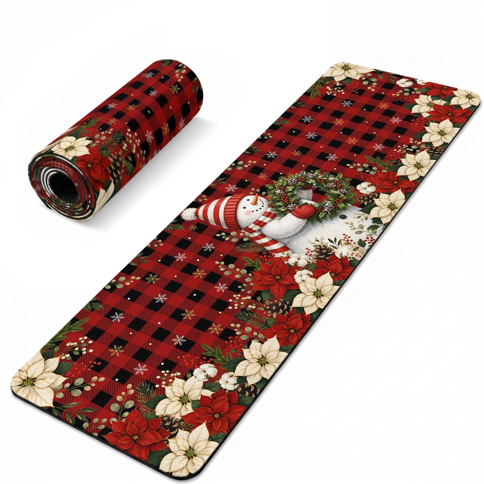 Potts Instulated Christmas Snowman Heat Insulation Mats for Countertop Winter Berry Pine ...