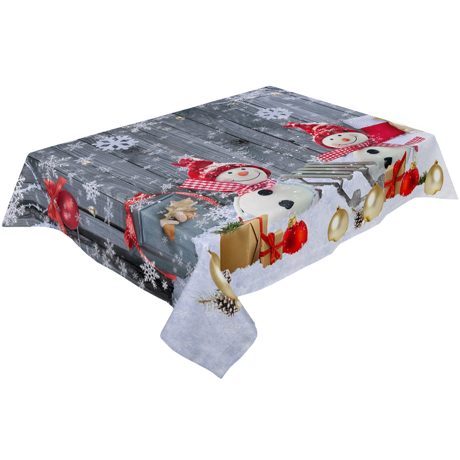 Christmas Snowman Holly Fir Tree Tablecloth Christmas Dining Table