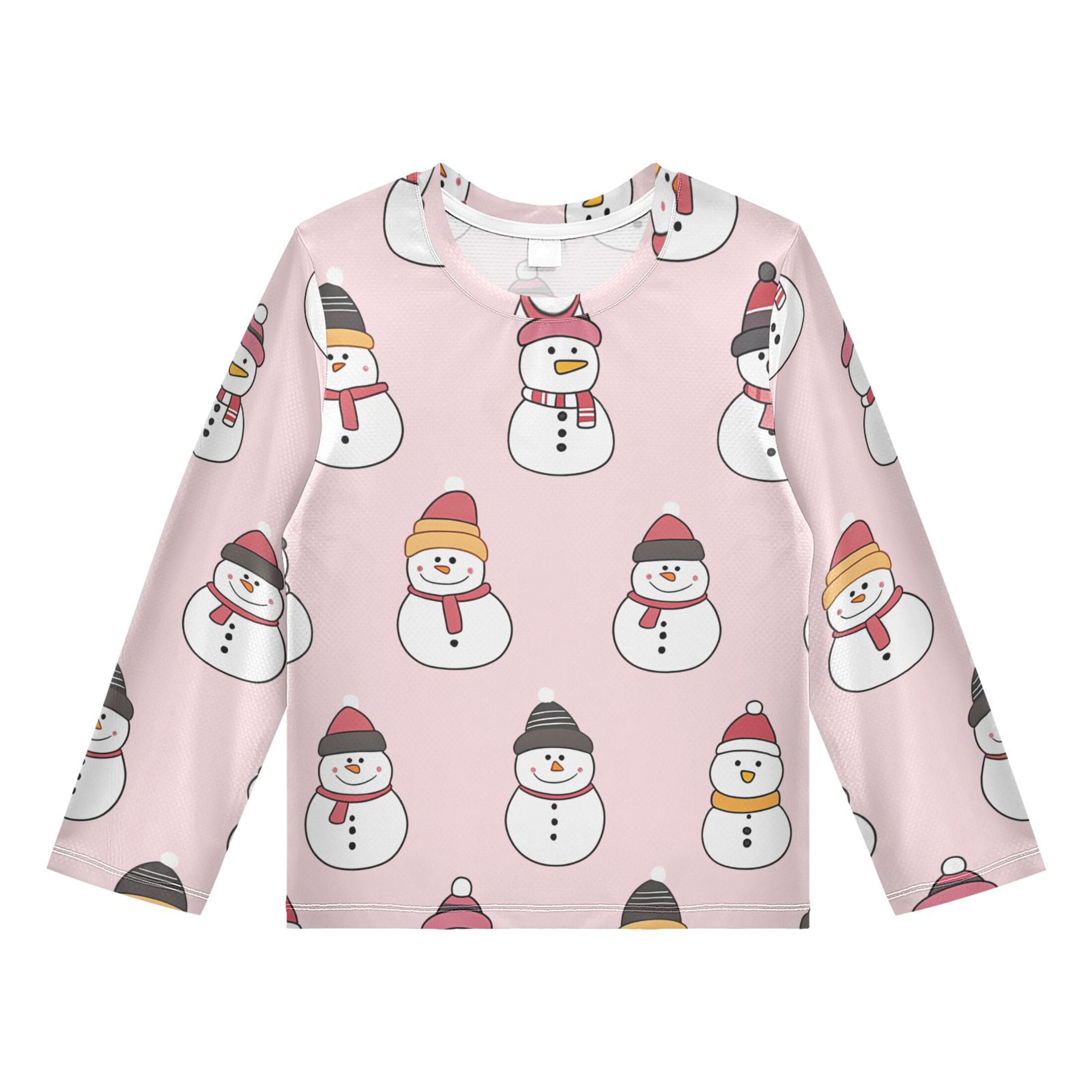 Christmas Snowman Illustration Boys' Rash Guard Shirts UPF 50 Plus Sun ...