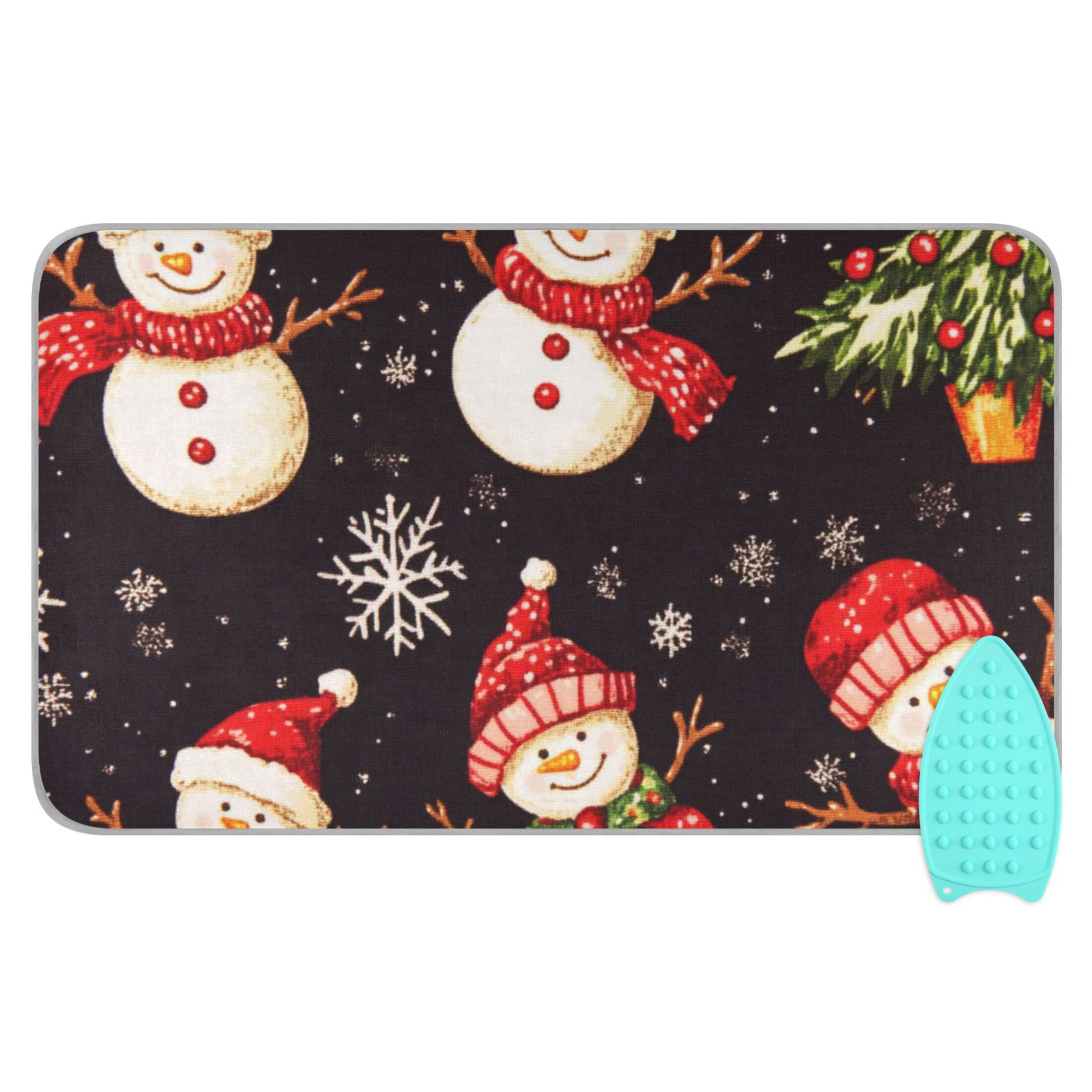 Christmas Snowman Ironing Mat Blanket for Table Top Travel Portable Ironing Board Pad 47.2x27.6 Inch