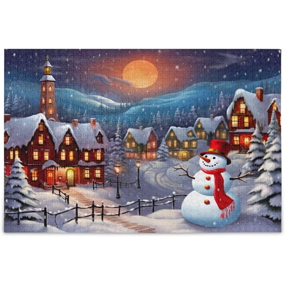 Christmas Snowman Jigsaw Puzzles for Adults , Puzzles 1000 Pieces for Adults Challenging Kids Teens Family Puzzle Game