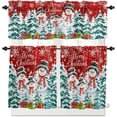 thumbnail image 1 of Christmas Snowman Kitchen Curtains Set Small Half Curtains 24 Inches Length, Xmas Tree Snowflake Tier Curtains and Valance Set, Red Curtain Window Treatment Draperies for Cafe Bedroom, 1 of 1