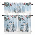 thumbnail image 1 of Christmas Snowman Kitchen Curtains and Valances Set, Classic Winter Christmas Tree Blue Rod Pocket Window Valance 18 Inch Window Curtain Panels for Living Room Bedroom Laundry, 27.5x24in, 3 Pieces, 1 of 7