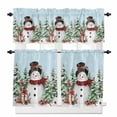 thumbnail image 1 of Christmas Snowman Kitchen Curtains and Valances Set, Winter Christmas Tree Cardinals Light Blue Rod Pocket Window Valance Window Curtain Panels for Living Room Bedroom Laundry, 27.5x36in, 3 Pieces, 1 of 7